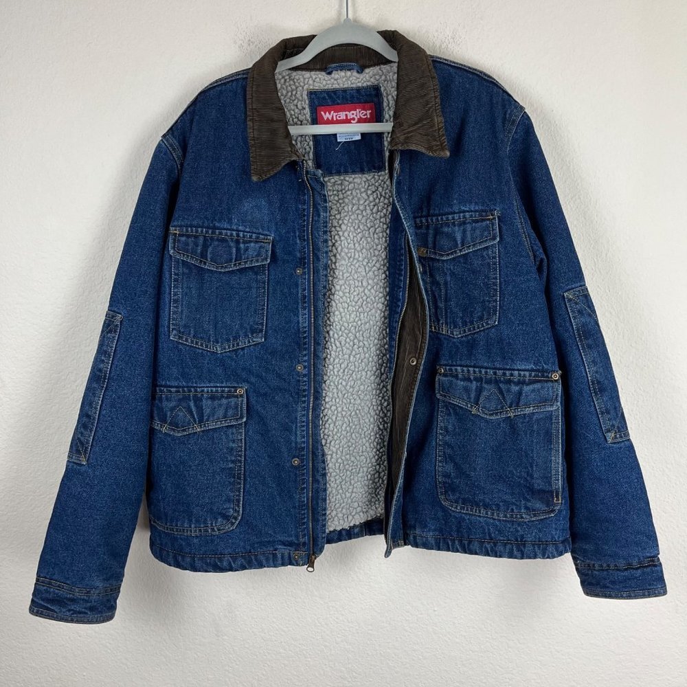 Vintage VTG Wrangler Sherpa Lined Denim Jean Jacket